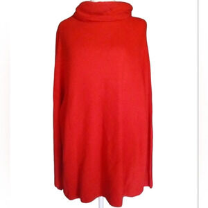 Shamask Red Orange Cowl Neck Oversized 100% Cashmere Sweater Size 1 10